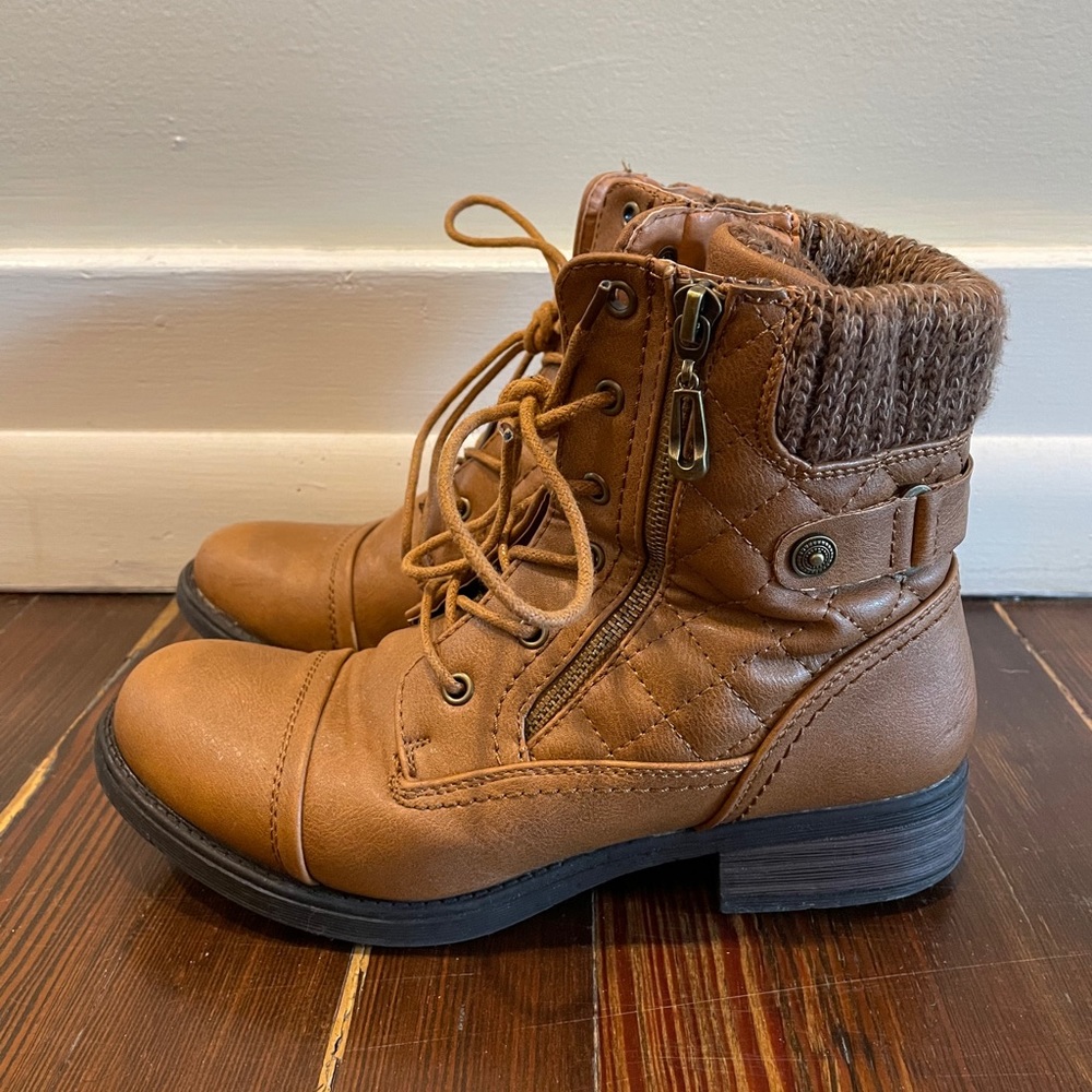 Tan Moto Biker Boots